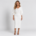 Women's Knitted Midi Dress Cowl Neck Batwing Sleeves
